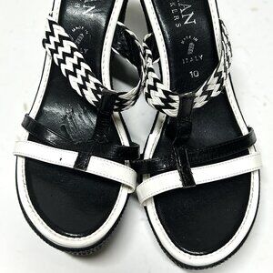Italian Shoemaker’s black and white wedges size 10